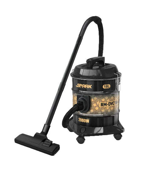 Black and yellow vacuum cleaner with 'Spark' branding on a white background