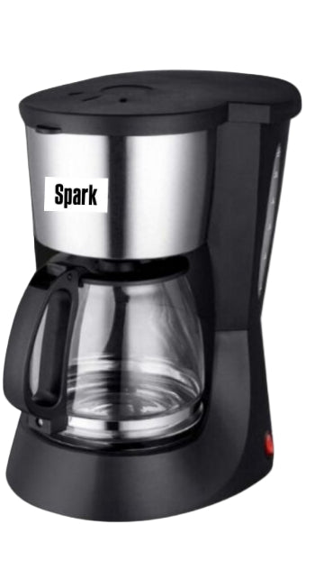 Black and silver coffee maker with 'Spark' branding on a white background