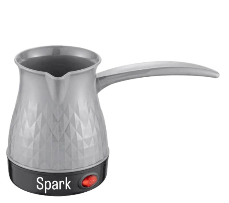 Gray milk pitcher with handle and 'Spark' branding on a white background