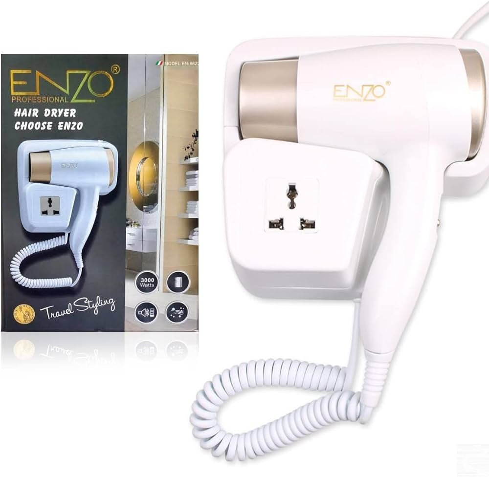 EN-6622 / ENZO Bathroom Hair Dryer, 1800-2000 watt, white HAIR DRYER / 2000 WATTS