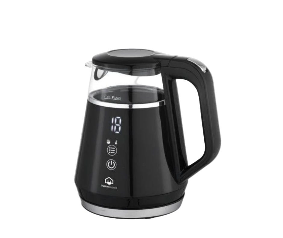 KK-552 / Home electric Kettle Digital , Glass with stainless , 1 L , 1100 W, Black and silver, Elect