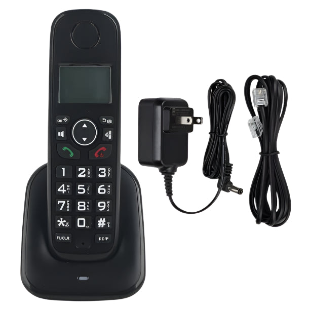 GOL Cordless Phone for Home, ECO Technology, 1.6 Amber LCD Display, Caller ID, Big Buttons, Black