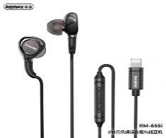 RM-655i /REMAX Metal Wired Earphone for Music & Call for iphone Earphone / Black / Wired