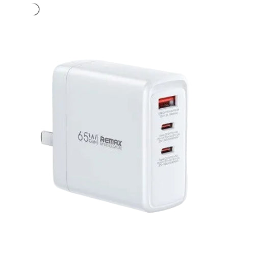 RP-U100/REMAX 65W FAST CHARGING TOAD (2C1A) 2 TYPE-C PORTS + 1 PD Quick Charge QC3.0 PORT Fast Charging / Black / N/A