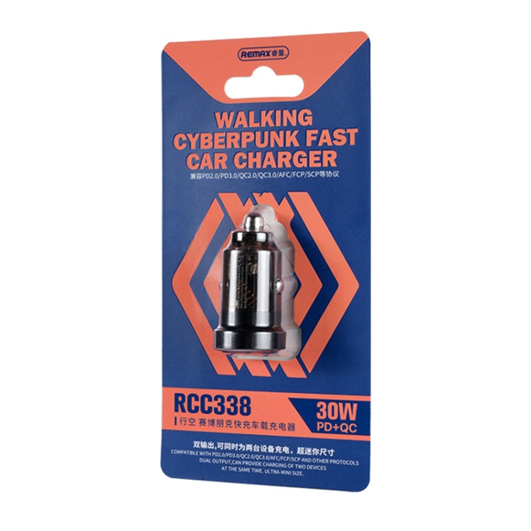 Remax Car Charger Walking Series 2 in 1, 30Watts, PD+QC Transparent