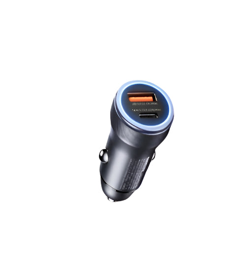 Remax Car Charger Aluminium Alloy Seaya Series, 30Watts, USB A & Type C Dual Port PD Fast Charging