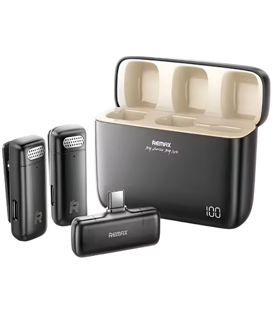 Remax Wireless Microphone 2 in 1 Plug & play, Auto Connect, video shooting & live stream