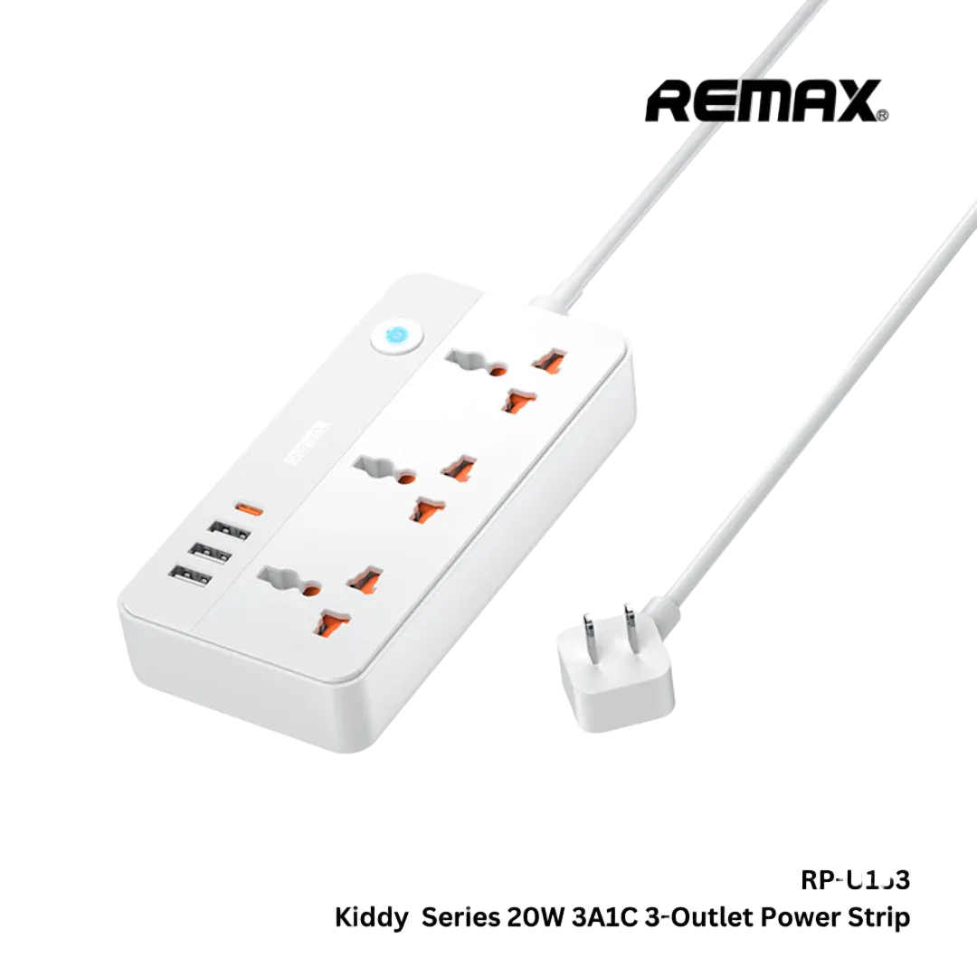 Remax Max Kiddy Adapter 20Watts, 3 Outlet, 1.5Mm, White