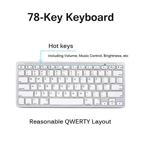 GBT Generic Bluetooth Waterproof Mechanical Keyboard, 78 Keys Ultrathin Keyboard for iPad/iPhone