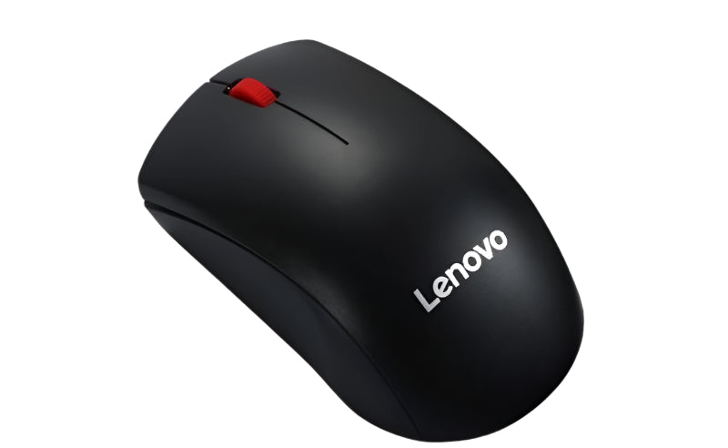 Lenovo Wireless Optical Mouse, 1000DPI Red Rubber Roller, Black
