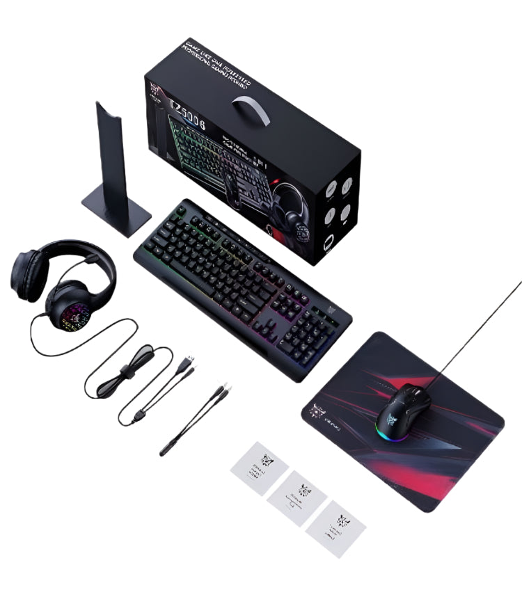 ONIKUMA 5 in 1 Combo Gaming Set, Mouse & Keyboard & Headset & Headset stand & Mouse pad
