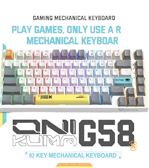 Onikuma USB Wired Mechanical Keyboard, RGB Backlit Matte Key Caps, For PC & Laptop, White