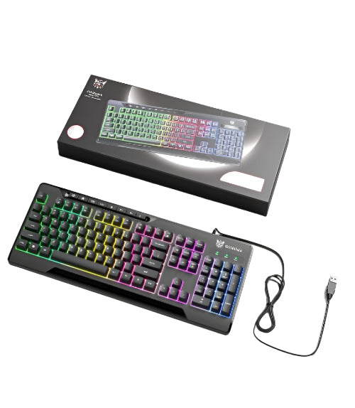 Onikuma Mechanical Gaming Keyboard, Colourful Backlight, Portable Wired Keyboard Ultra Silm, Black