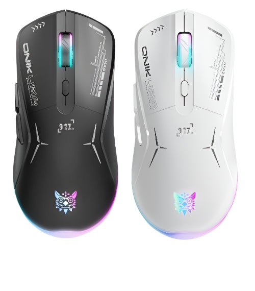 Onikuma Wireless Dual Mode Mouse Gaming, For PC & Laptop, Black/ White