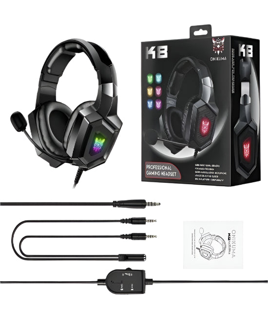 ONIKUMA Gaming Headset PC Stereo Headphones with Microphone LED Lights
