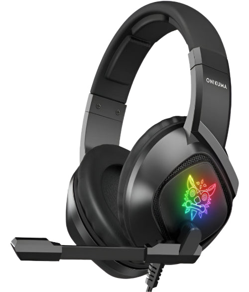 Onikuma Gaming Headphone with Mic, LED Backlight Wired, Noise Cancelling, Black