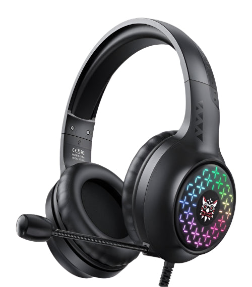 ONIKUMA Gaming Headphone RGB LED, Noise Cancellation Wired, Black