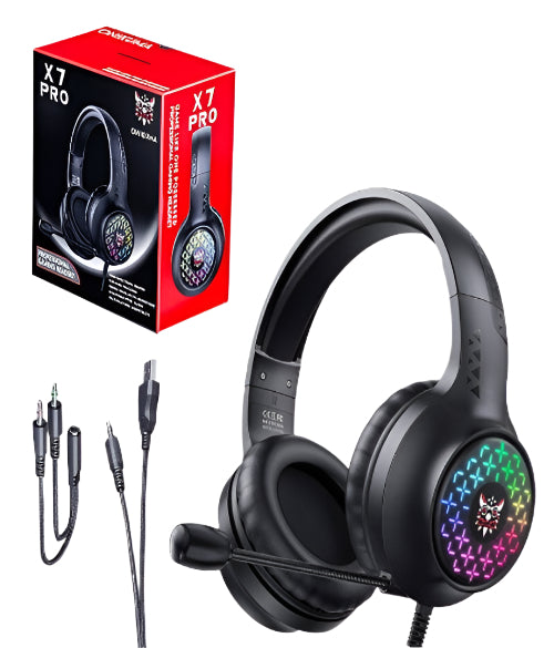 ONIKUMA Gaming Headphone RGB LED, Noise Cancellation Wired, Black