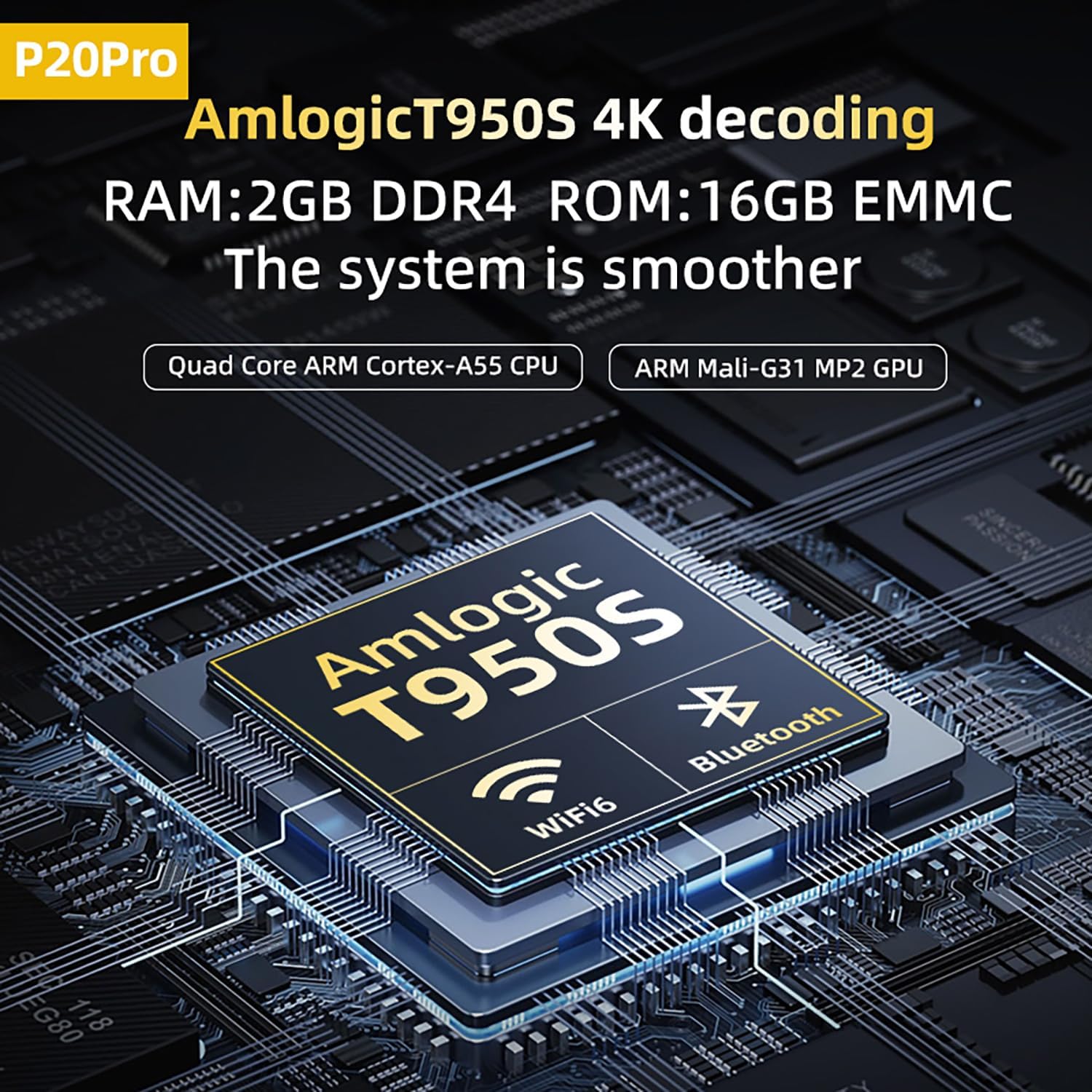 Smart Projector 4K LED Projector 1080p Full HD, 2GB & 16GB, WiFi 6, Bluetooth