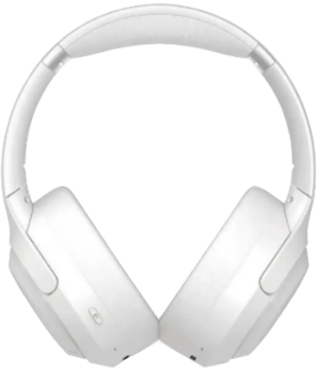 White over-ear headphones on a white background
