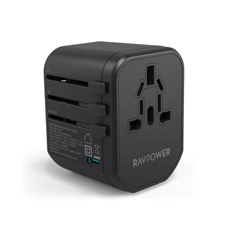 Ravpower Pd Pioneer 20W 3-Port Travel Charger Black Global Version