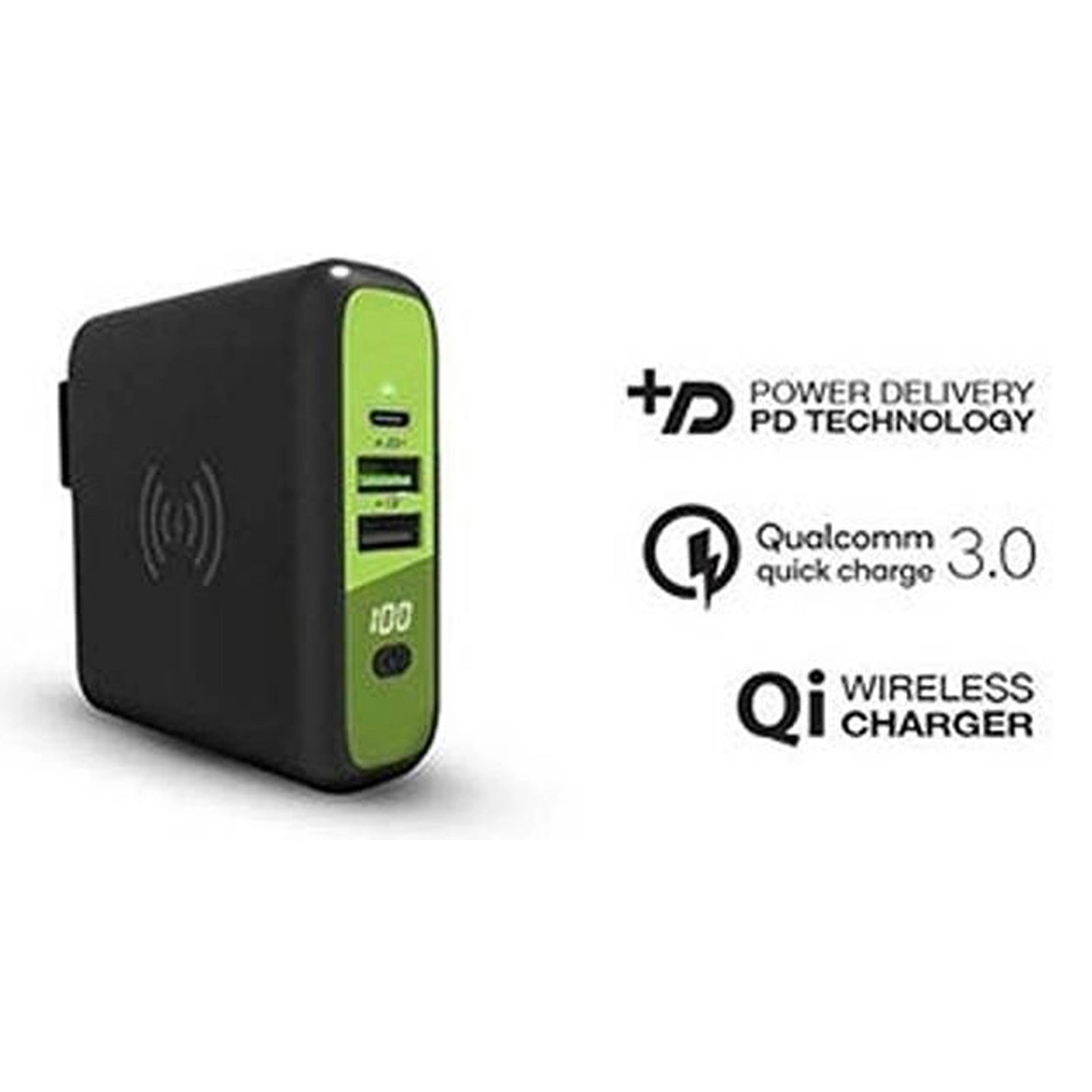 Goui Mbala Qi Wall Charger & Power Bank 8000Mah, Black