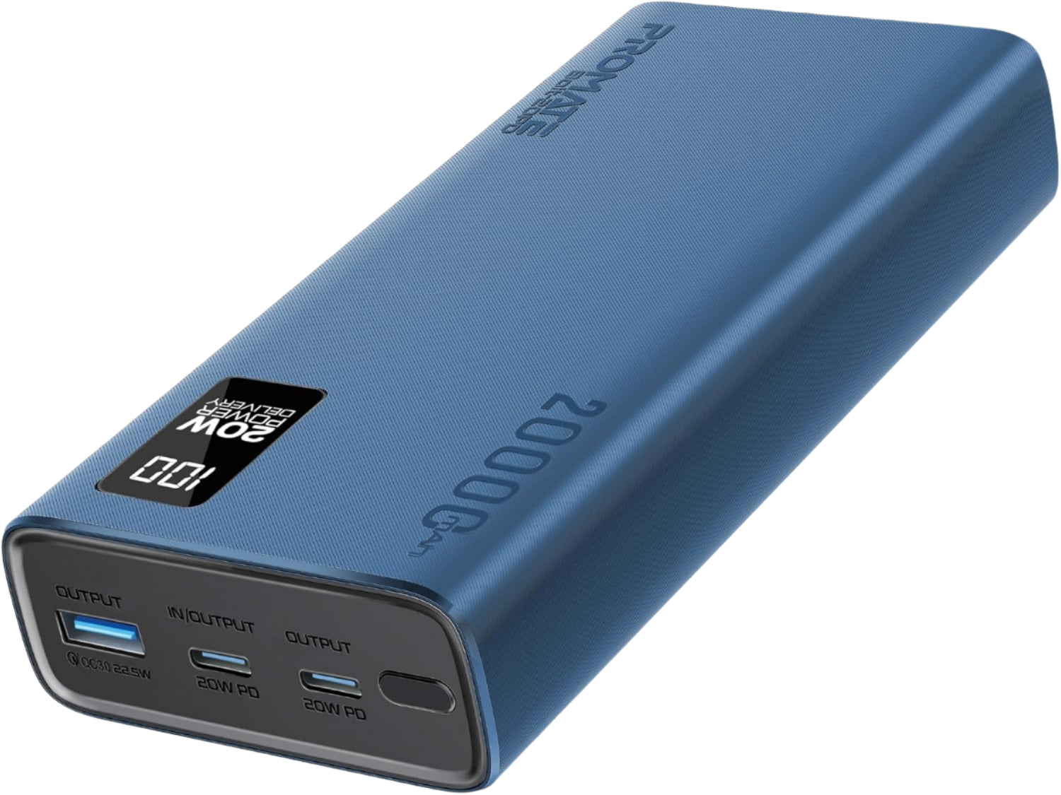 Promate Power Bank 20000Mah, 20Watts, Blue