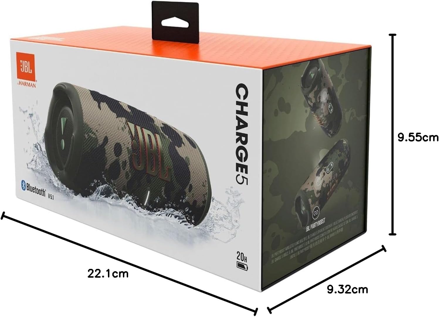 JBL Speaker Charge 5 Portable Waterproof, BT Speaker, up to 20 hours of playtime and a handy