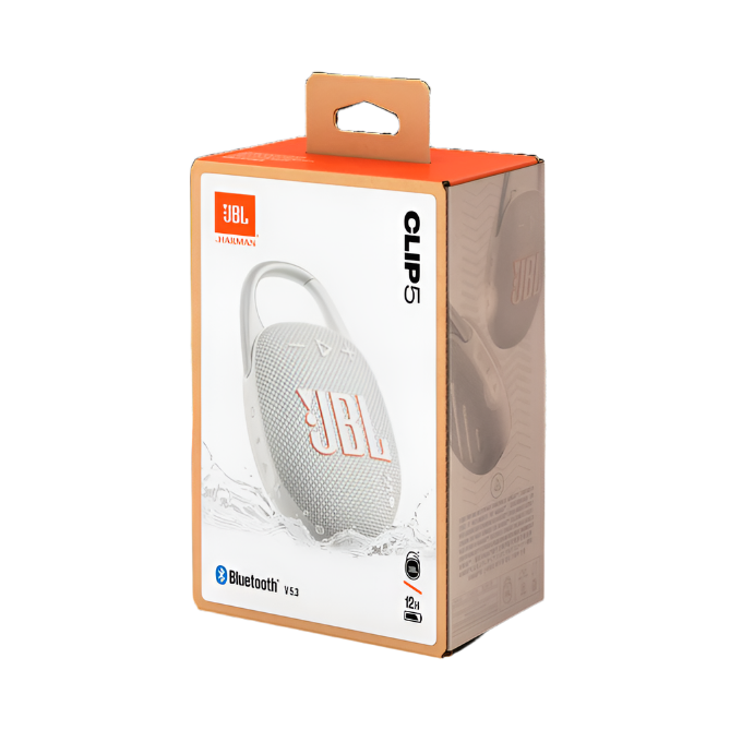 JBL Clip 5 Ultra-BT Speaker, Portable Waterproof, up to 12 hours of battery life, White