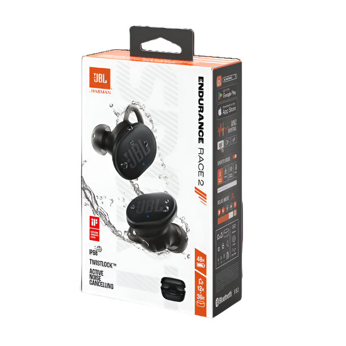 JBL Endurance Race 2 true wireless Earbuds Active, 48 Hours of Battery Life, Black