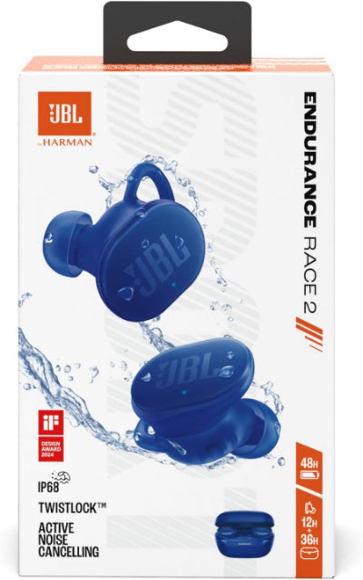 JBL Endurance Race 2 true wireless Earbuds Active, 48 Hours of Battery Life, Blue