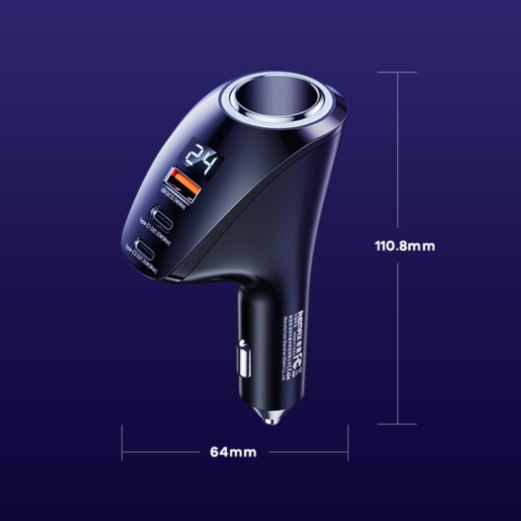 Remax Warriors Series 3 In 1 Car Digital Cigarette Lighter, 88.5Watts Pd Fast Charger, Black