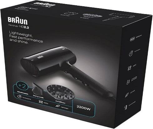 Bruan Hair Dryer Ionic, 2200Watts, Black