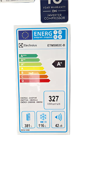 Electrolux Top Mount Refrigerator A+, 502Lit, Black