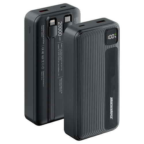 Rockrose Power Bank 20 Neo, 20Watts PD & 22.6Watts, Quick Charge, 20000Mah, Black
