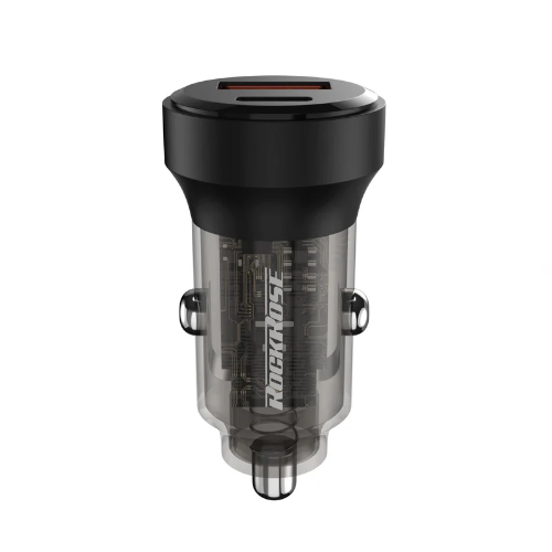 Rockrose Car Charger Ranger PQ Pro, 30Watts PD & QC 3.0, 2Port, Black