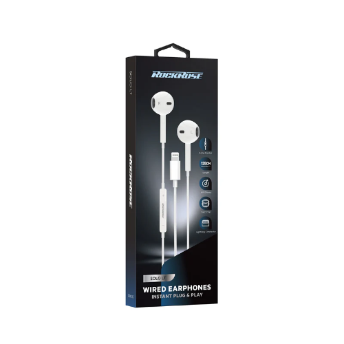 Rockrose Solo LT Lightning Earphones, White