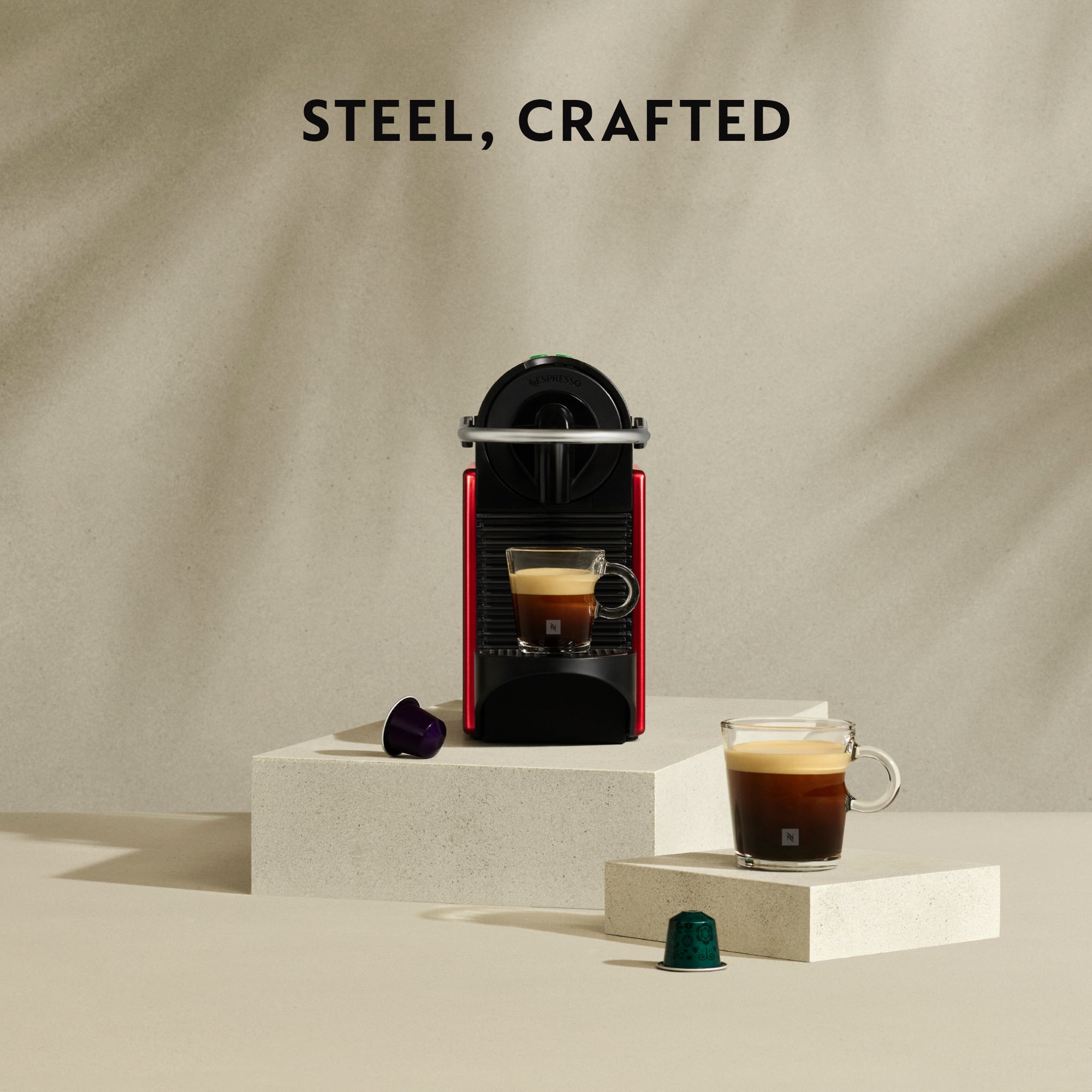 Nespresso Coffee Maker Bundle Red Pixie + Black Aeroccino3