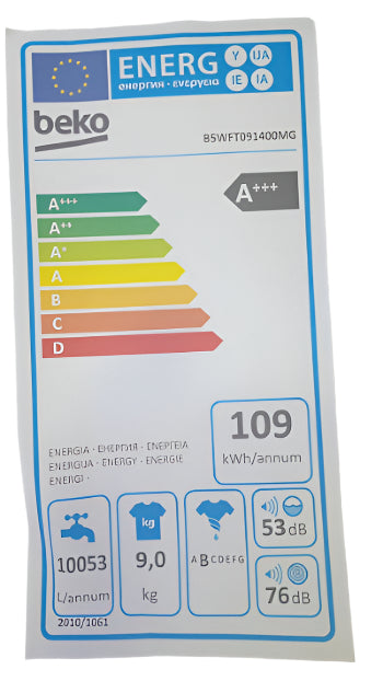 Beko FrontLoad Washing Machine A+++, Inverter, 1400RPM, 9KG, Manhattan Gray