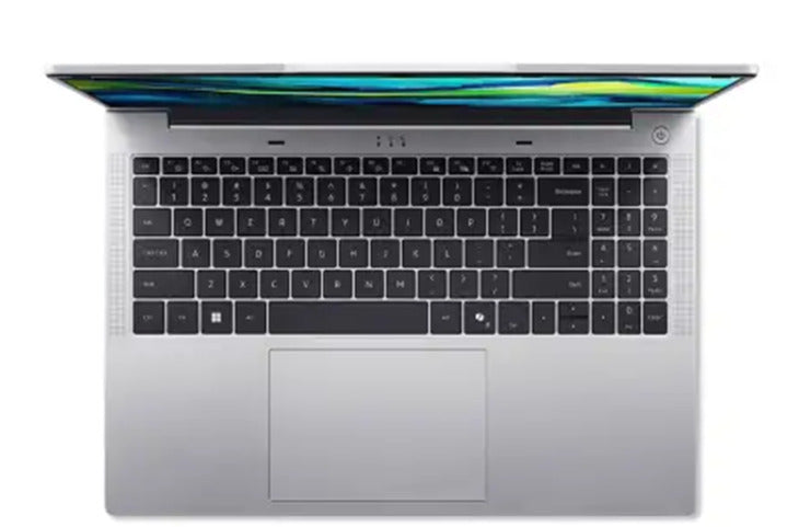 Laptop with a black keyboard on a white background