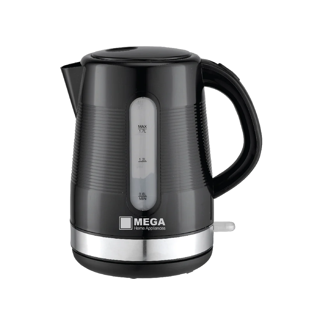 Mega Electric Kettle Plastic, 1.7Lit, 2200Watts, Black