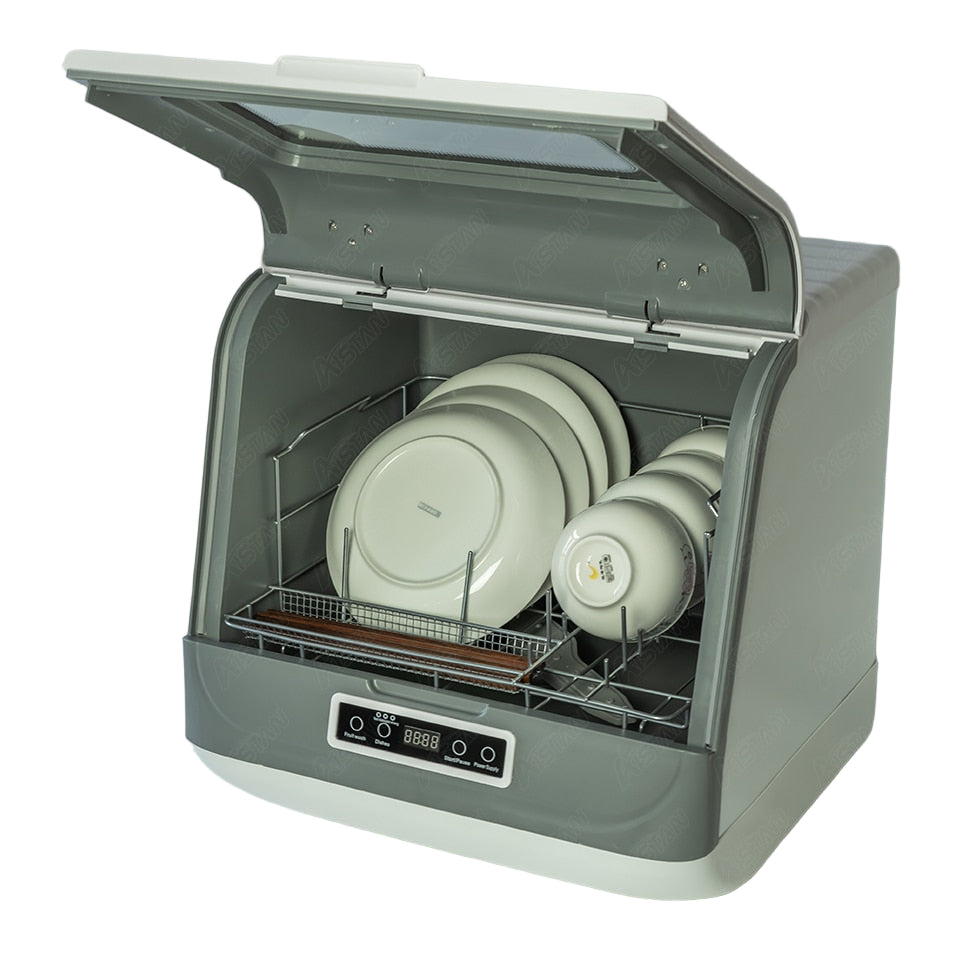 Mini Dish Washer 6 Sets, White with Silver