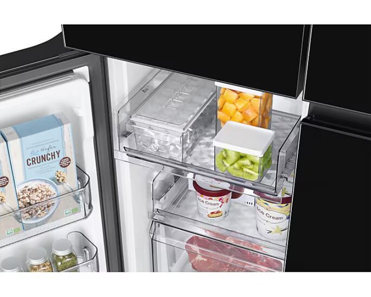 Samsung BESPOKE T Style Side by Side Refrigerator, 602Lit, Black Glass French Door