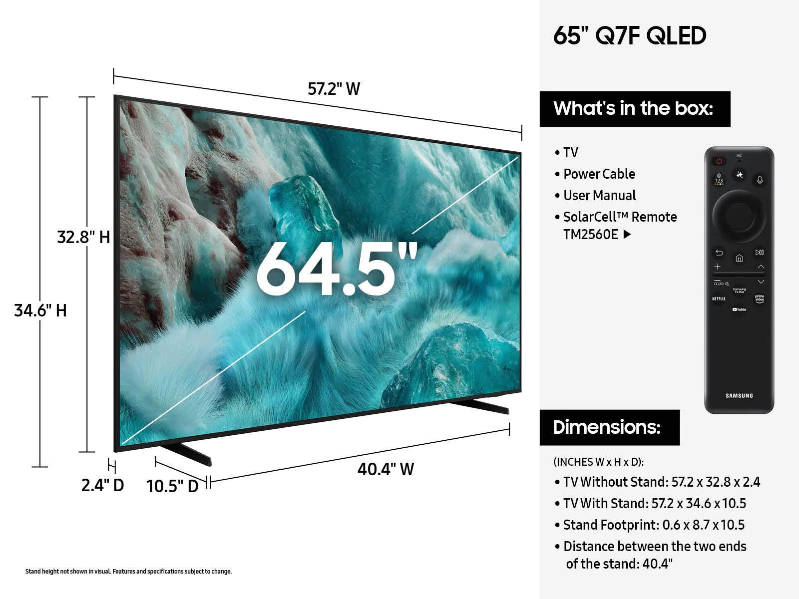 Samsung LED TV 65Inch Smart TV, QLED 4K, 3HDMI & 2USB, Satellite Built-in, Wi-Fi, HD