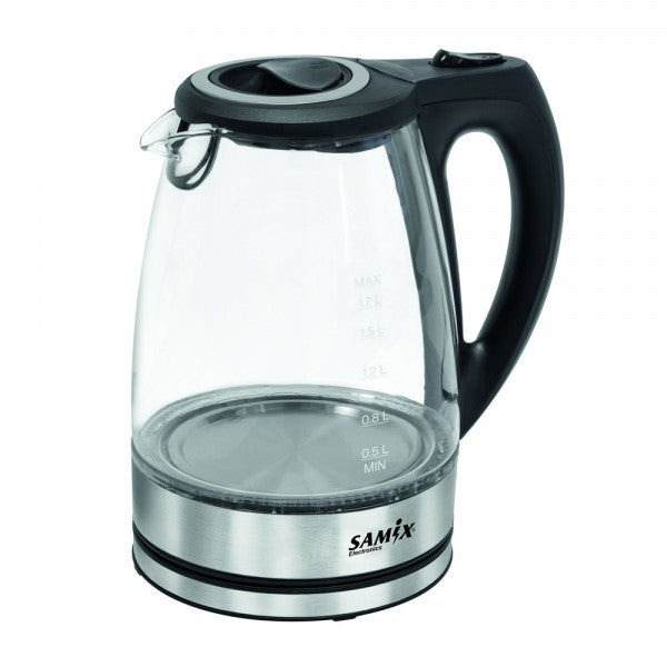 Samix Electric Kettle Glass 2200 W Capacity: 1.7 L-Concealed Heating Element-360O Mul