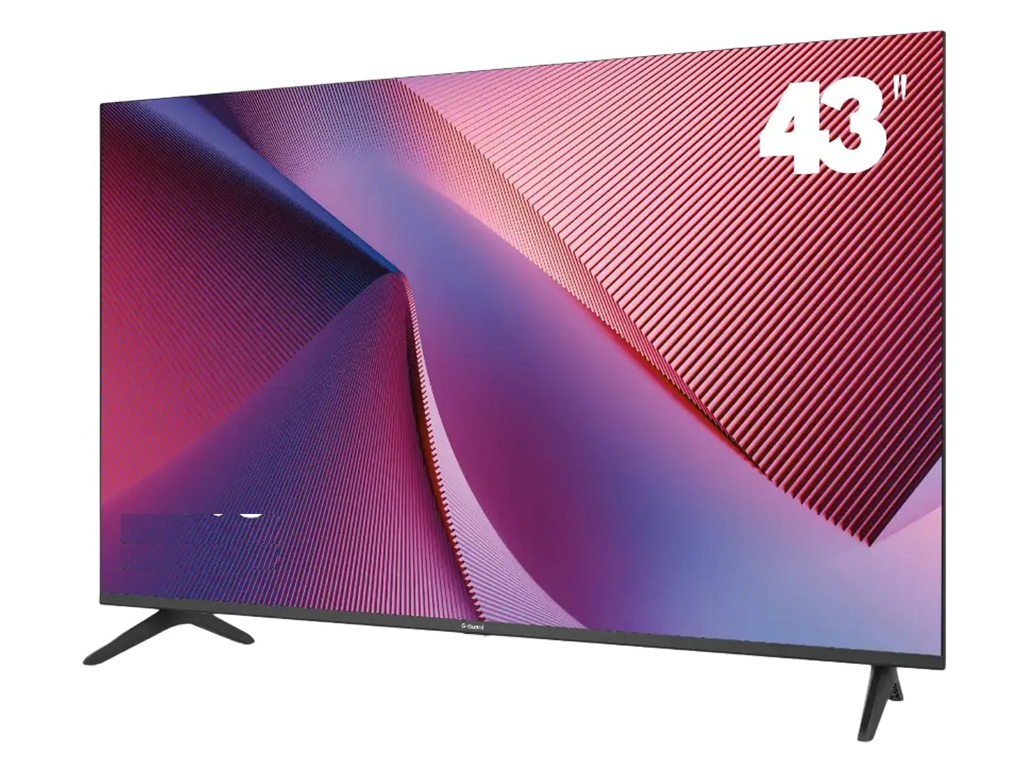 43-inch TV with a colorful abstract design on the screen
