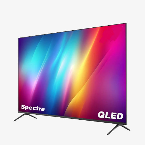 QLED television with Spectra branding on a white background