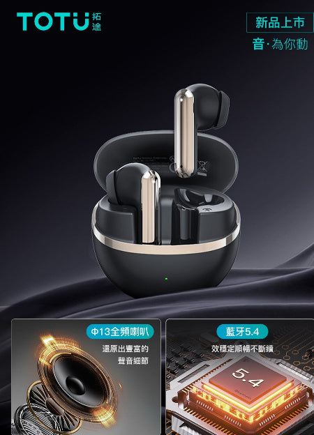 TOTU TWS Wireless & Bluetooth Earphones, Black