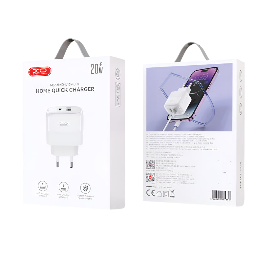 XO Wall Quick Charger, 20Watts, White