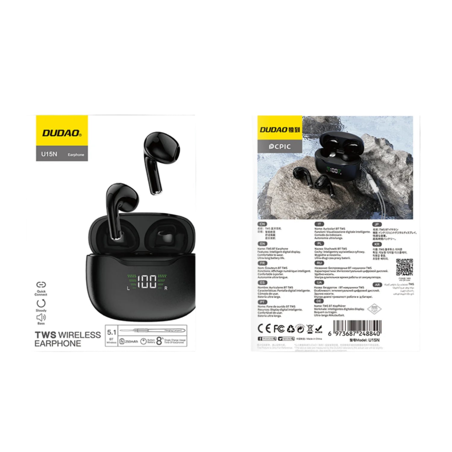 DUDAO TWS Earphones Bluetooth & Wireless, Black